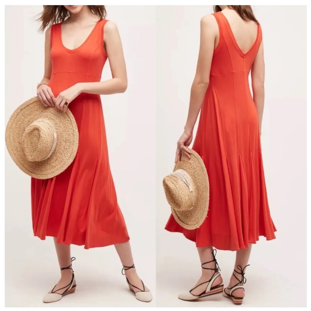🌹MAEVE Anthropologie Abroad Red Midi Dress